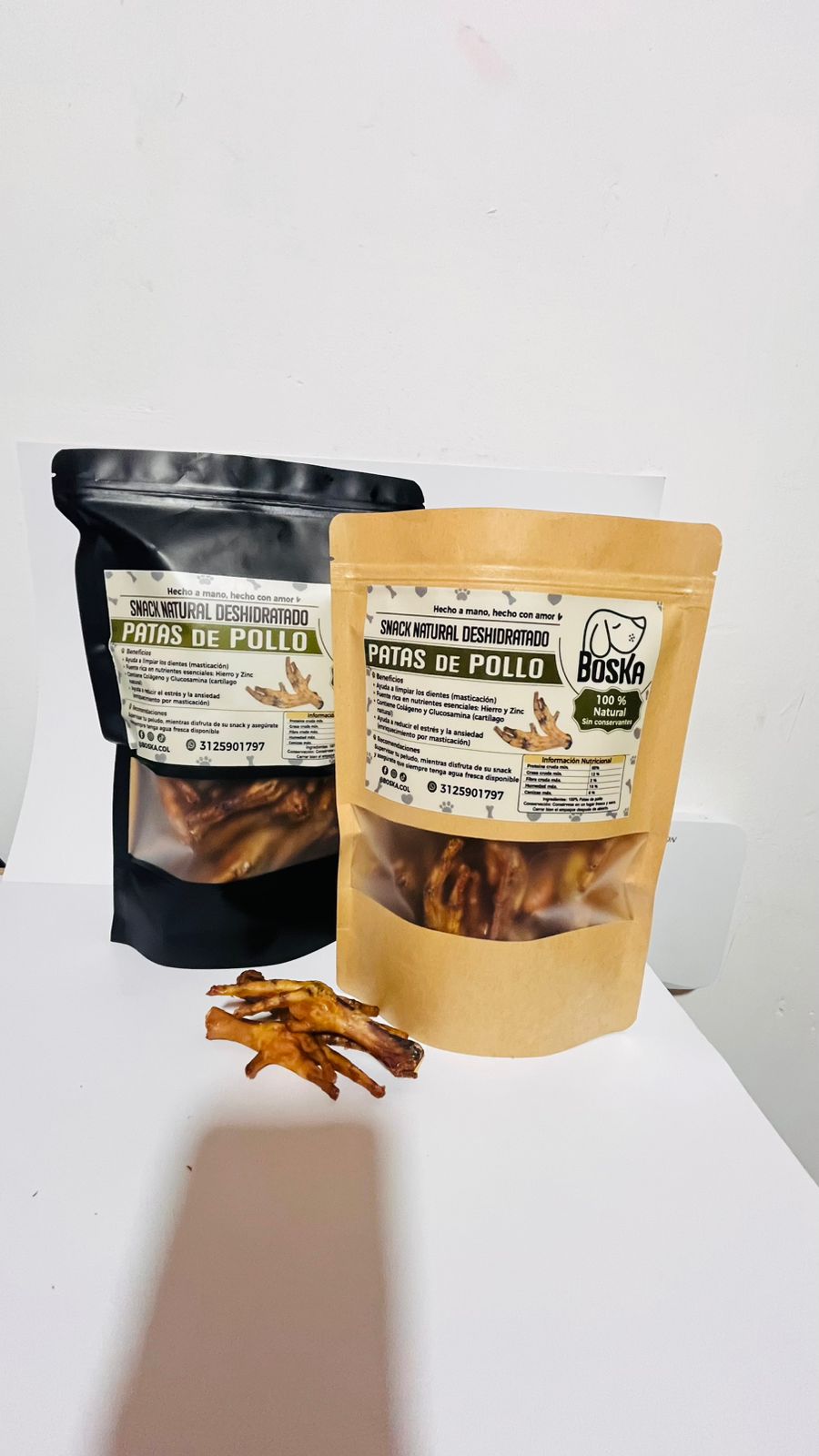 Patitas de pollo deshidratadas (100% Natural) – Snack para perros