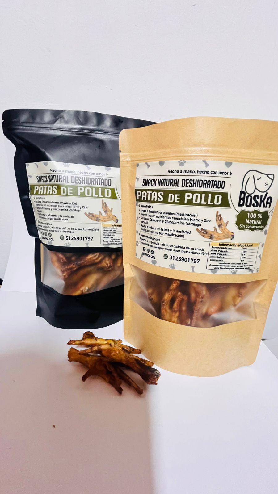 Patitas de pollo deshidratadas (100% Natural) – Snack para perros