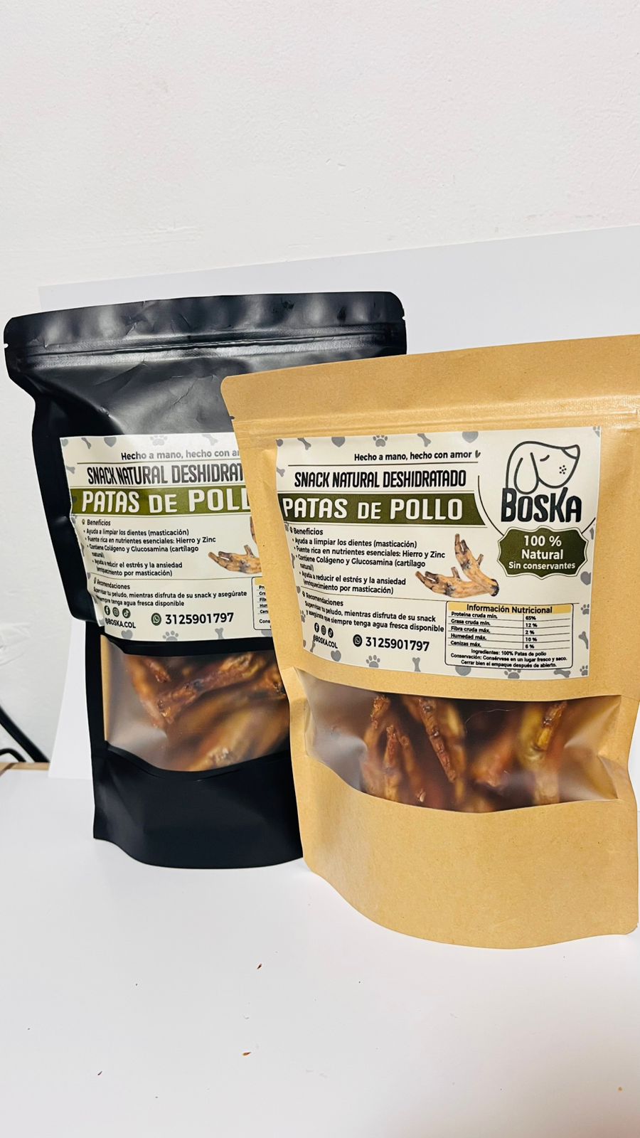 Patitas de pollo deshidratadas (100% Natural) – Snack para perros