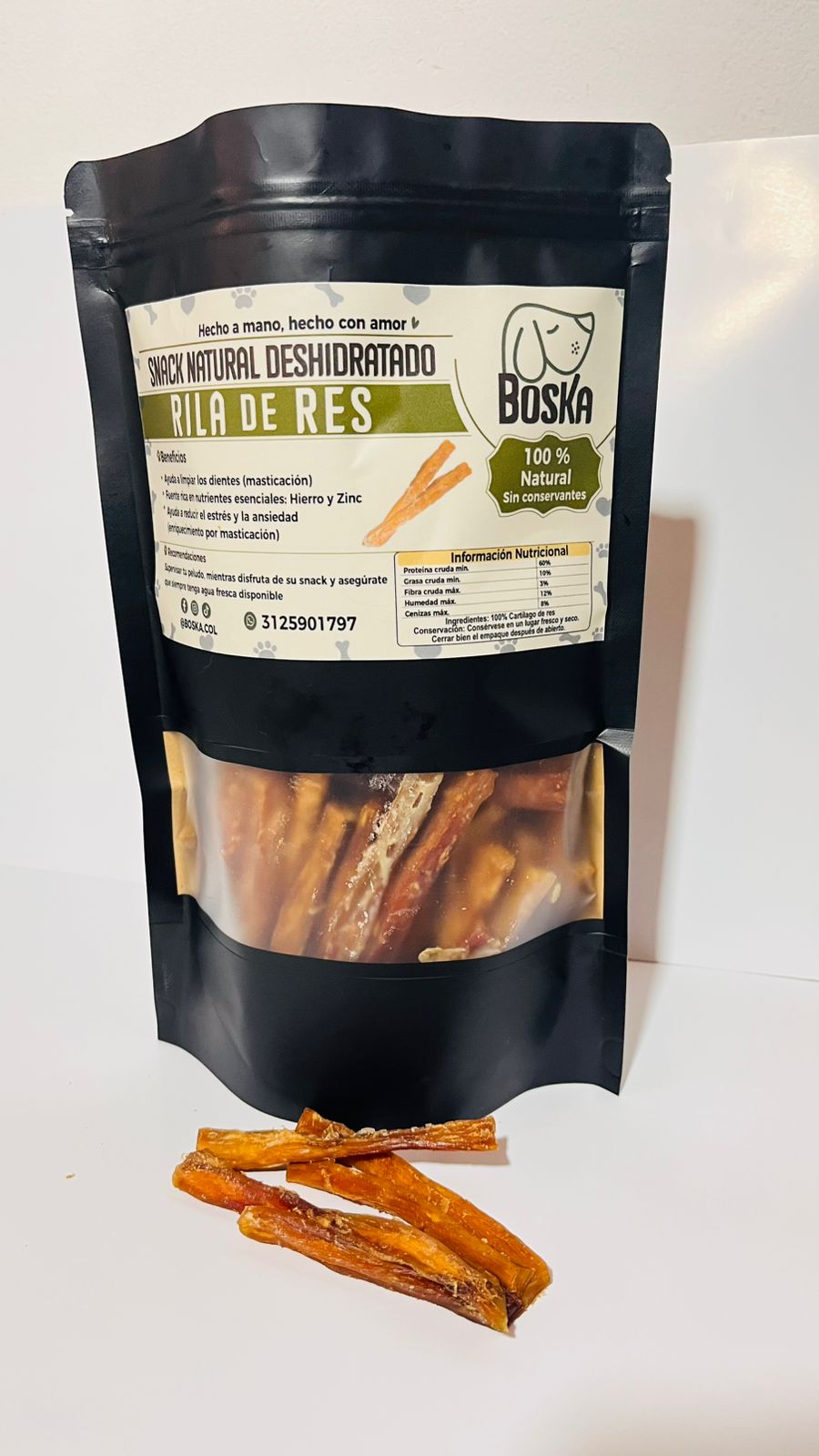 Rila de res deshidratada tipo “cábano” (100% Natural) – Snack para perros
