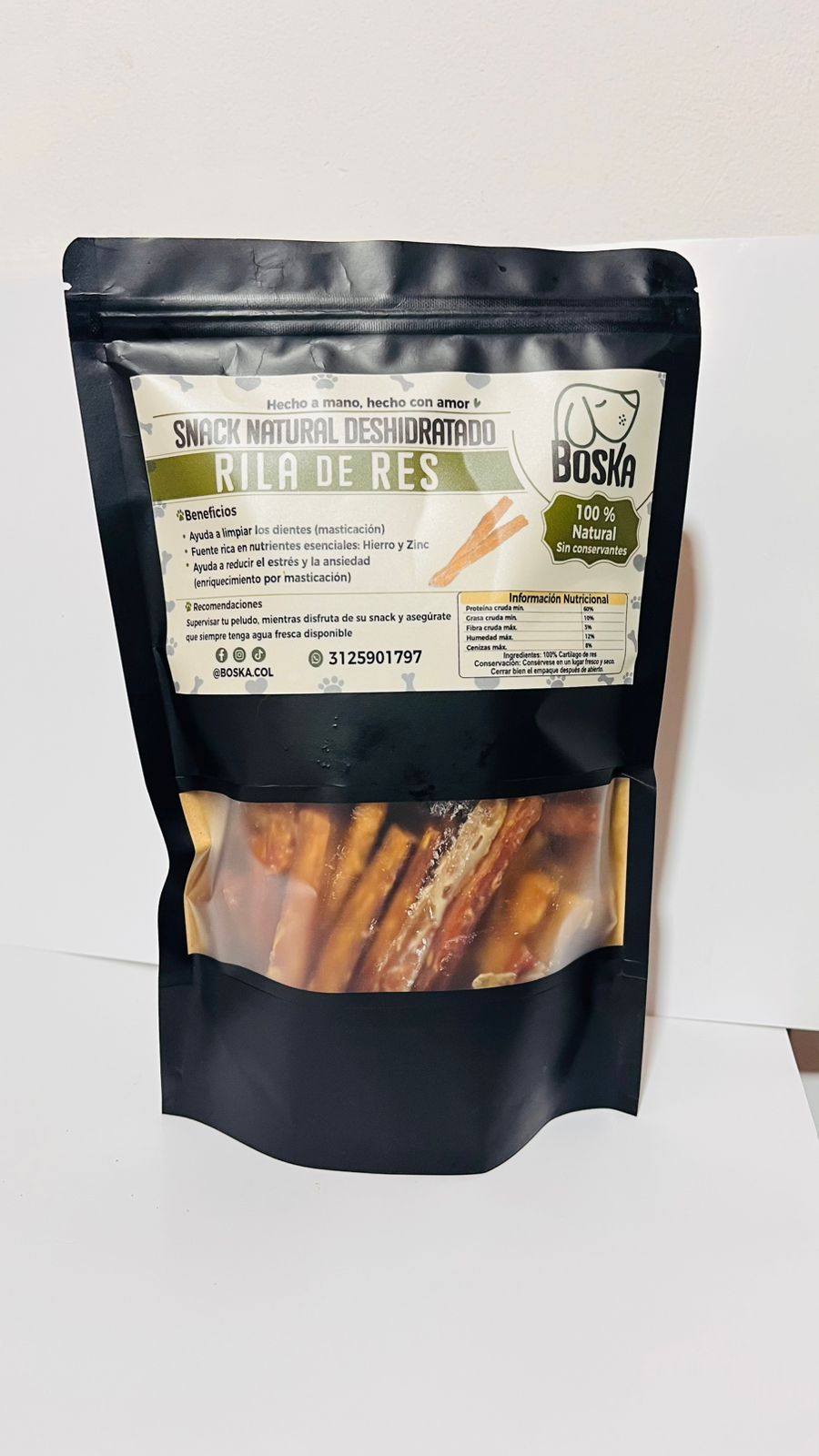 Rila de res deshidratada tipo “cábano” (100% Natural) – Snack para perros