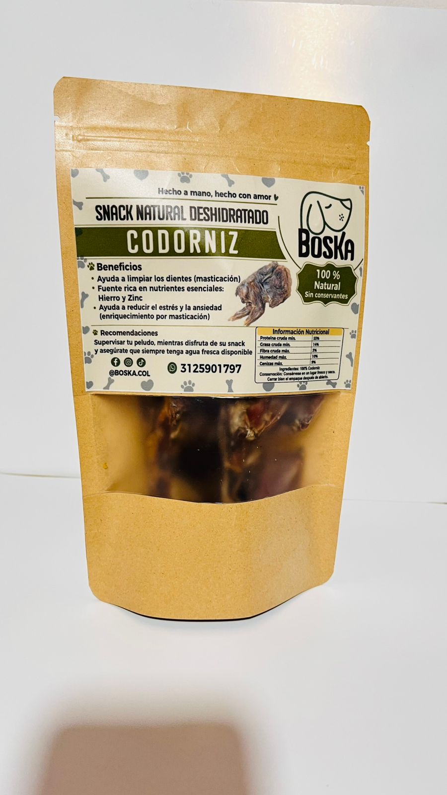 Codorniz deshidratada (100% Natural) – Snack para perros