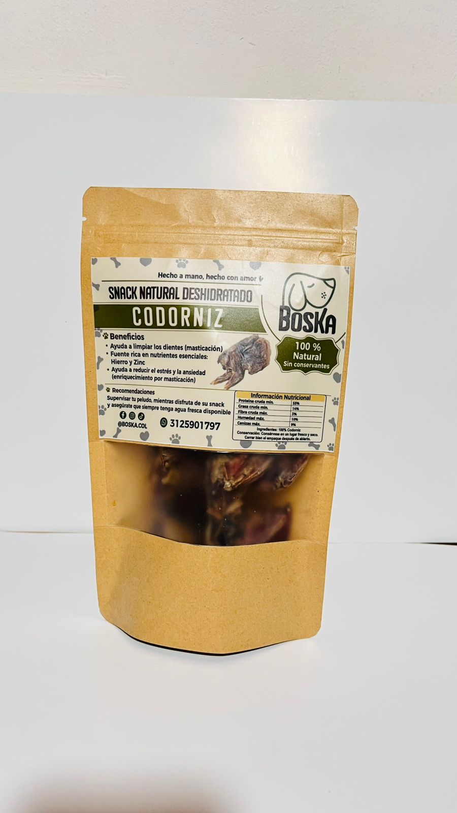 Codorniz deshidratada (100% Natural) – Snack para perros
